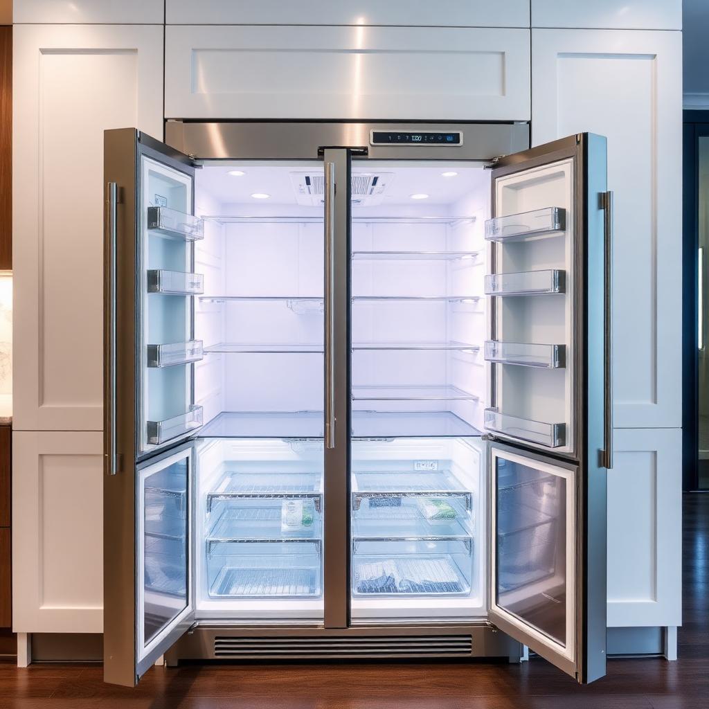 Sub-Zero built-in refrigerator and freezer with both doors open
